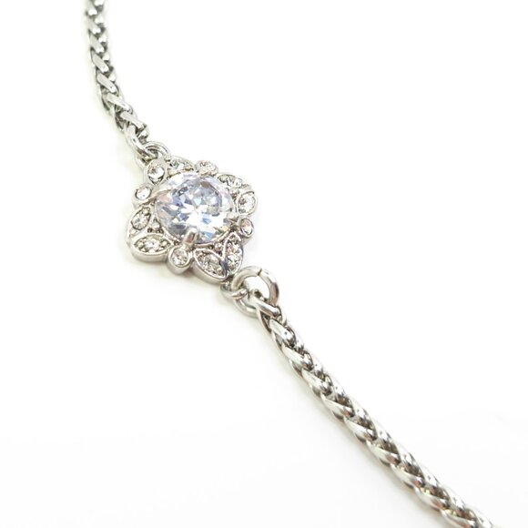 Womens Silver Chain and Rhinestone Necklace - Picture 3 of 7